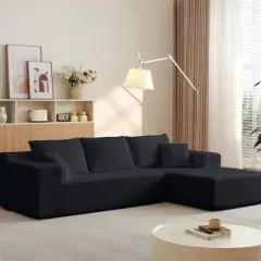 TiramisuBest 104 Inch Cloud Sectional Couch Chenille L Shape Chaise Deep Seat Modular Sofa Vacuum Compressed 5 Pillow Wrinkle Free