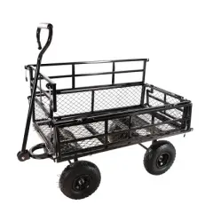 FURNIinspire Wheelbarrows And Lawn Carts Double Fence Utility&nbsp; Cart Wagon Cart Garden Cart, Ideal For Outdoor Activities, Black, 41&ldquo;*20"*39"