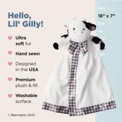 Bearington Gilly 18 Inch Cow Stuffed Animal Plush Loveys Security Blanket for Baby Boys and Girls