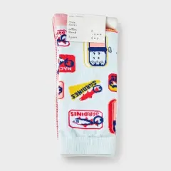 Women's Sardines 3pk Crew Socks - A New Day&trade; Aqua/Ivory/Red 4-10: Floral Knit, Tagless, Smooth Toe Seams