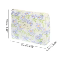 Unique Bargains Durable Medium Quilted Makeup Bag Blue Green 1 Pc