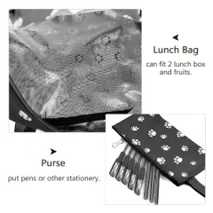 3Pcs Dog Paw Printed Backpack Set With Lunch-Bag For Girls Elementary Students Bookbag School-bag