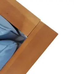 2pc Brava Outdoor Acacia Wood Right Arm Loveseat & Coffee Table with Cushion Teak/Blue - Christopher Knight Home