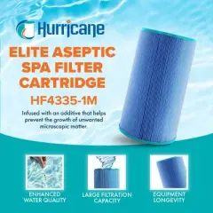Hurricane 2 Pack HF4335-1M Elite Aseptic Spa Filter Cartridge for PRB35-IN, Unicel C-4335, Filbur FC2385, Series IV DFM, DFML, Waterway 35 in-Line