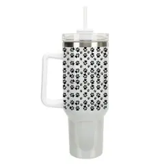 Elanze Designs Puppy Dog Pawprint Pet Love 40 oz. Stainless Steel, Large Water Bottle Coffee Mug, Spill & Leak Resistant, Thermal Travel Tumbler with
