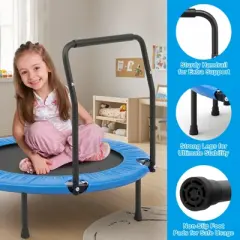 SUGIFT 36-Inch Kids Trampoline with Foam Handle &ndash; Foldable Mini Rebounder with Elastic Band Design, Non-Slip Mat, Indoor/Outdoor Use