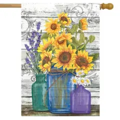 Rustic Sunflowers Summer House Flag 28" x 40" Briarwood Lane