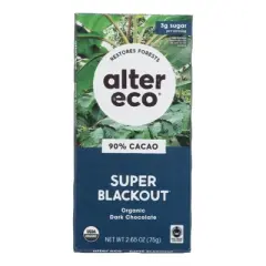 Alter Eco Organic 90% Cacao Super Blackout Dark Chocolate Bar - Americas - Case of 12/2.65 oz