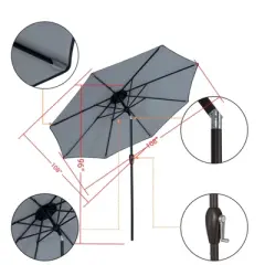 DSVIMOY Large Outdoor Umbrella, Market Hanging Umbrella, Patio Umbrella with Crank Handle for Garden Backyard, Beige & Blue, 108"*108"*96"