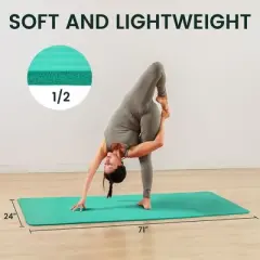 Fitvids 1/2-Inch Thick High Density Foam Exercise Yoga Mat with Carrying Strap, For Cushioning The Body Against Hard Floors, Aqua