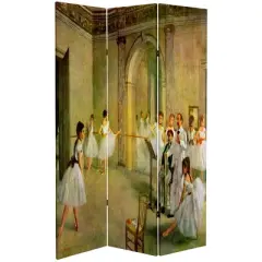 6" Double Sided Works of Degas Room Divider Dancers - Oriental Furniture