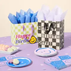 20ct Retro Assorted Smiley Face Snack Plate Pink/Green/Purple - Spritz&trade;