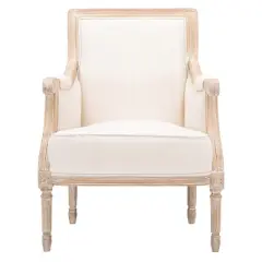 Chavanon Wood & Linen Traditional French Accent Chair Light Beige - Baxton Studio