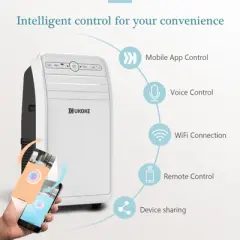 Ukoke USPC01W Smart WiFi Portable AC, 12,000 BTU, App & Remote Control, 4-in-1 Cool/Heat/Dehumidifier/Fan, for Rooms up to 400 Sq. Ft, White