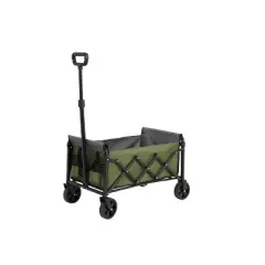DOMETOUR Lightweight Folding Beach Wagon with Wheels - Heavy Duty Utility Cart for Grocery, Camping, Sports, Garden - Large Capacity - Army Green