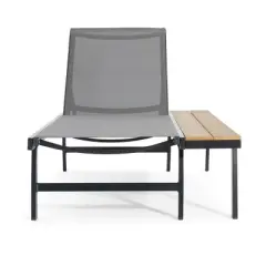 Patio Chaise Lounge with Mesh Seating and Built-In Side Table,Chaise Lounge Chair with Adjustable Recline-Maison Boucle