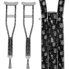 My Crutches - Fashionable Designed Crutches w Underarm Pad for Teens/Adults w Adjustable Handgrip & Length for Heights 5'2" to 5'10"(Crossbones)
