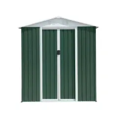 HANPURE 6FTx4FT Green Outdoor Tool Storage House Garden Shed With Aluminum Alloy Frame And Sliding Door