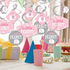 Big Dot of Happiness Pink Elephant - Girl Baby Shower or Birthday Party Hanging Decor - Party Decoration Swirls - Set of 40