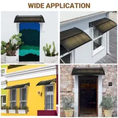 Yescom 2Pcs 39"X29" Window Awning Door Canopy Polycarbonate Anti-UV30+ Cover Outdoor Rain Snow Protection Patio Brown
