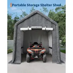 Heavy-Duty Outdoor Portable Storage Shed with 2 Roll-Up Doors & Vents, Waterproof UV-Resistant PE Tarp, Ideal Shelter for Motorcycles and Garden Tools