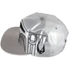 Star Wars The Mandalorian Steel Beskar Helmet Embroidered Snapback Hat Cap Metallic