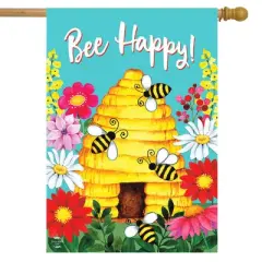 Bee Happy Hive Spring House Flag Beehive 28" x 40" Briarwood Lane