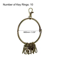 Unique Bargains Key Organizer Keychain Key Management Holder with Buckle Ring for Office 3.4 Inch Dia Bronze