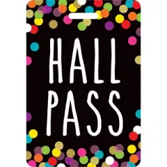 Teacher Created Resources&reg; Confetti Hall Pass with Lanyard, Set of 4