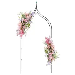 Costway 1/2 PCS Garden Arbor with Multiple Side Crossbars Powder-coated Metal Tubes
