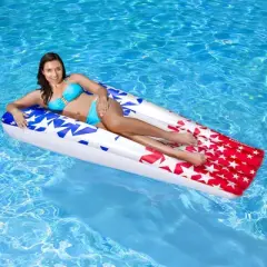 Swim Central 74" Inflatable Patriotic Stars Suntanner Pool Float Mattress