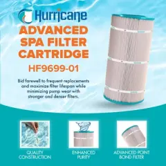 Hurricane HF9699-01 Advanced Pool and Spa Filter Cartridge Replacement for Unicel C-9699, PJ100, Filbur FC-1490, PJB-100, White