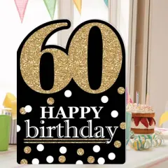 Big Dot of Happiness Adult 60th Birthday - Gold - Happy Birthday Giant Greeting Card - Big Shaped Jumborific Card