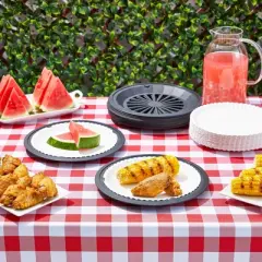 Juvale Set of 20 Reusable Plastic Paper Plate Holders, Snap-In Grooves for 9-Inch Plates, Picnic, Party, BBQ, Black, 10 In