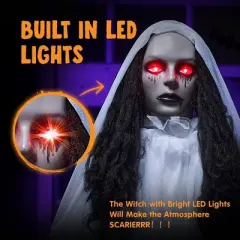 Joyfy 67&rsquo;&rsquo; Halloween Animatronics Standing Bride Ghost Decoration, Life-Size Scary Ghost with Creepy Sound for Yard Lawn Outdoor Indoor Decoration