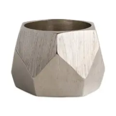 DII Metallic Triangle Band Napkin Ring 6 Piece Set, Silver