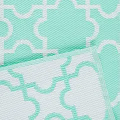 DII Design Imports Indoor Outdoor 3 x 6 Foot Reversible Lattice Woven Rectangular Runner Rug for Decks, Patios, Living Rooms, and Kitchens, Aqua