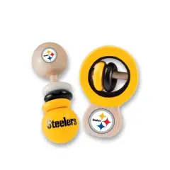 BabyFanatic Wood Rattle 2 Pack - NFL Pittsburgh Steelers Baby Toy Set