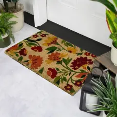 Northlight Natural Coir Autumn Floral and Foliage Door Mat 18" x 30" - Red, Orange, Yellow