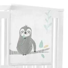 Sweet Jojo Designs Gender Neutral Baby Milestone Blanket Sloth Blue Grey and White
