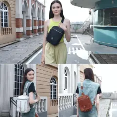 Itopfox 2-in-1 Sling Backpack with Removable Straps, Crossbody Purse for Women, Faux Leather Fanny Pack, Travel & Diaper Bag