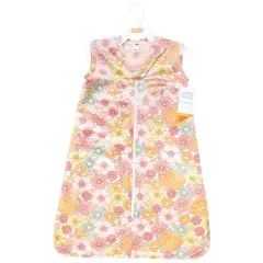 Hudson Baby Girls Plush Faux Fur Sleeping Bag, Wearable Blanket, Peace Love Flowers