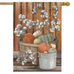 Pumpkins and Willows Autumn House Flag Primitive Fall 28" x 40" Briarwood Lane