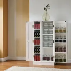 24" Freestanding Kitchen Pantry Storage Cabinet with Doors and Adjustable Shelves, Small Food Pantry Cabinet for Dining Room or Craft Room