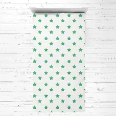 Bacati - Stars Green Muslin 3 pc Toddler Bed Sheet Set 100 percent cotton