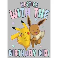 Girl's Pokemon Pikachu and Eevee Besties with the Birthday Kid T-Shirt