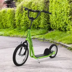 Syemin Kick Scooters Youth Scooter Teens Kick Scooter, Adjustable Handlebar Ride On Toy Dual Brakes Inflatable Wheels, Green, 53.3"*22.8"*34.8"