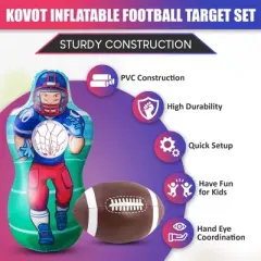 Kovot Inflatable Football Target Set - Inflates to 5 Feet Tall! - Soft Mini Toss Foot Ball Included