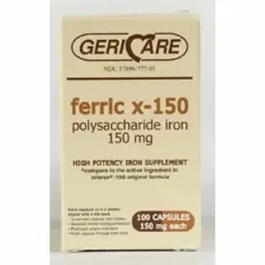 Geri Care Ferric X-150 Polysaccharide Iron Capsules, 100 Count
