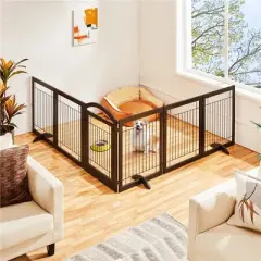 Yaheetech 34" Height Tall Pet Gate with Wood and Wire for Doorway